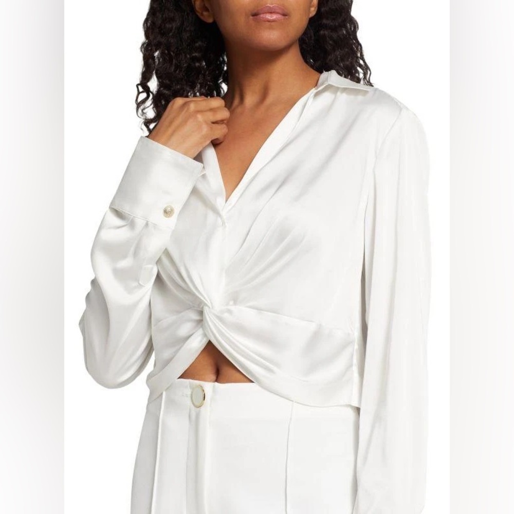 Generation Love | Women’s Jordyn Love Satin Twisted Blouse | White